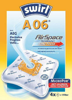 Staubsaugerbeutel-Typ: A06 - Material: Airspace Technologie - Anzahl: 1 Staubsaugerbeutel-Typ: A06 - Material: Airspace Technologie - Anzahl: 1